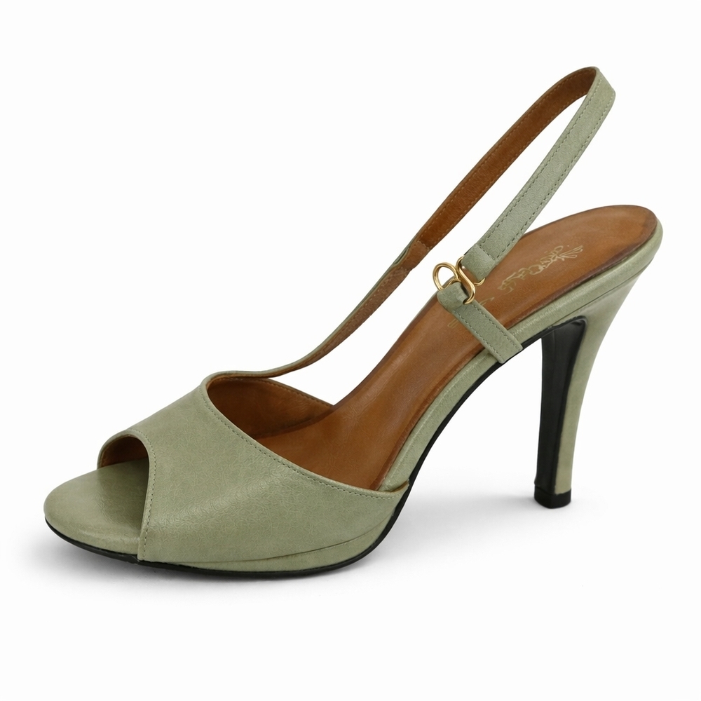 Rare Ingledews Jocelli | Late 70s 80s Vintage Sage Leather Slingback Heels